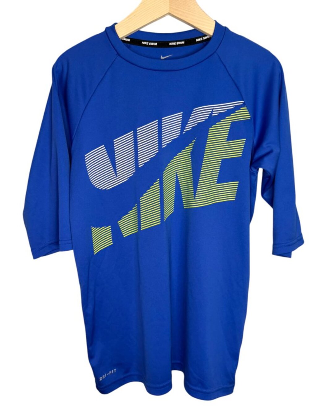 Nike Swim Kids Blue Graphic Rash Guard Shirt Large 12-13